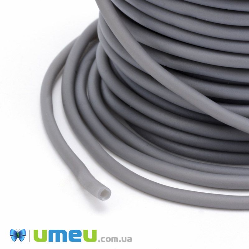 Шнур каучуковый полый, 3 мм, Серый (LEN-040184)