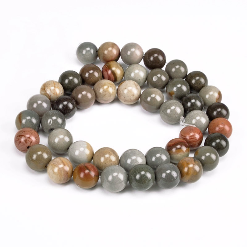 Намистини Яшма Пікассо, Натур. камінь, 8,5 мм, Круглі (BUS-051676)