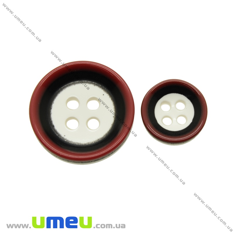 Пуговица пластиковая Круглая полосатая, 18 мм, Черно-белая (PUG-021417)