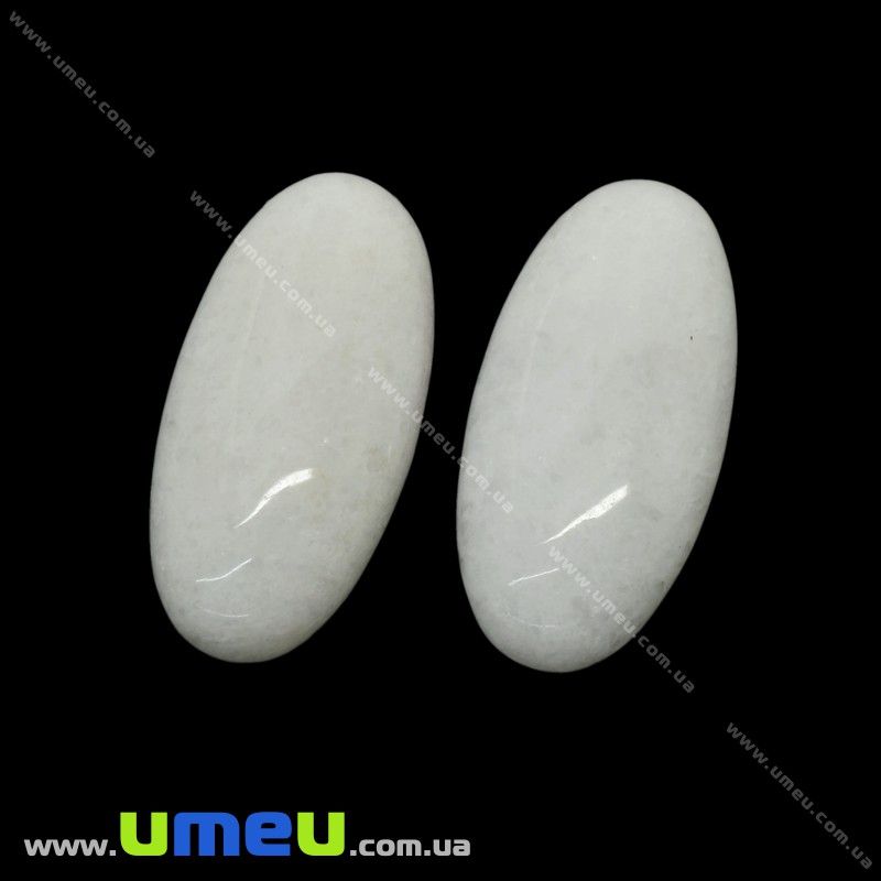 Кабошон нат. камінь Нефрит білий, Овал, 30х15 мм (KAB-026005)