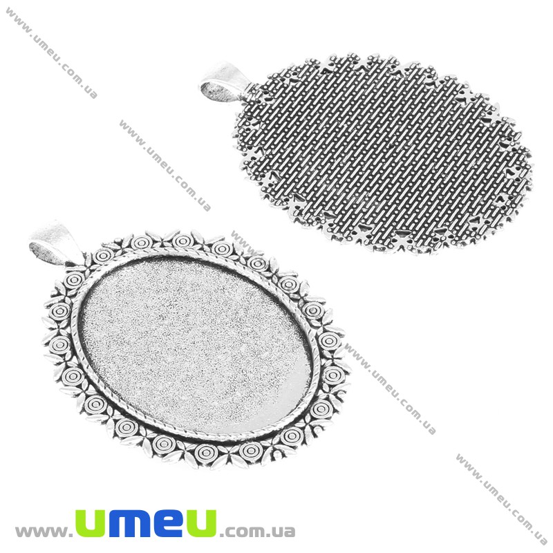Основа овальна, 60х42 мм, 40х30 мм, Античне срібло (OSN-004722)