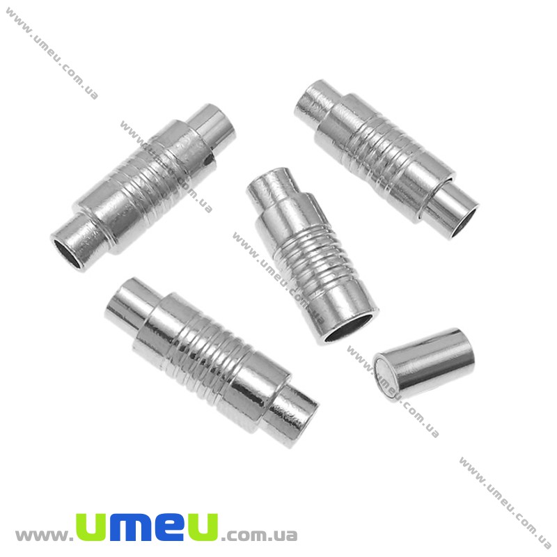 Замок магнітний для вклеювання шнура, Темне срібло, 22х7 мм (ZAM-020093)