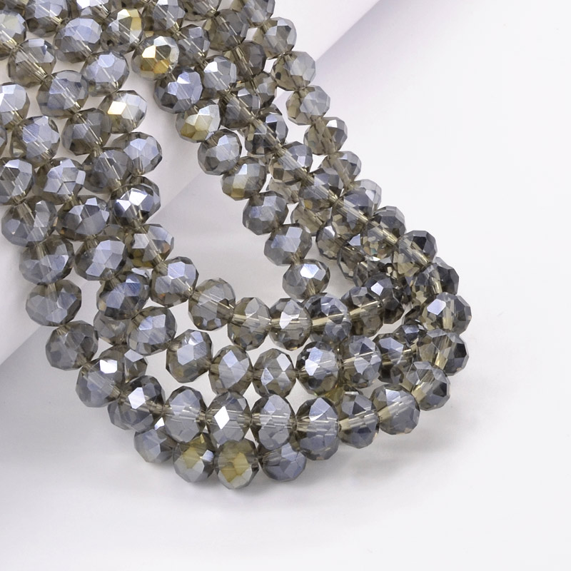 Намистини ронделі, 8х6 мм, Сірі АВ (BUS-052178)