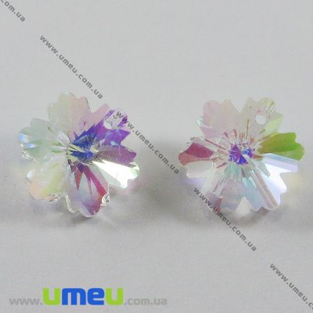 Підвіска скляна Квітка, Прозора, 14х14х7 мм (POD-001307)