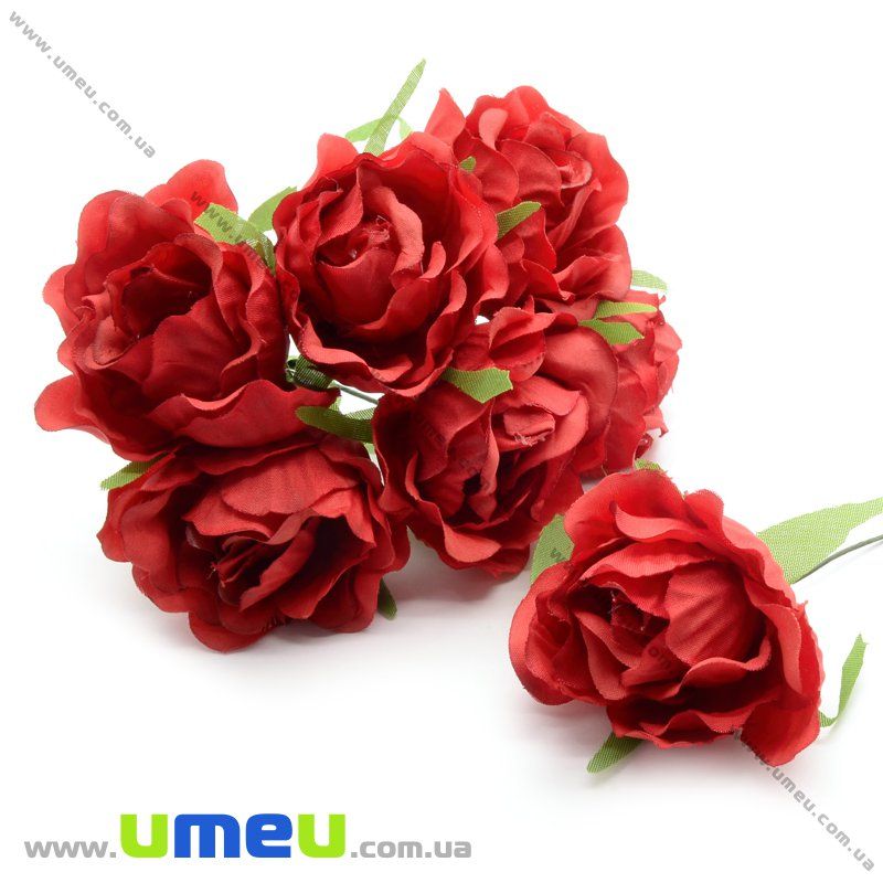 Роза тканевая большая, 40 мм, Красная, 1 шт (DIF-015041)