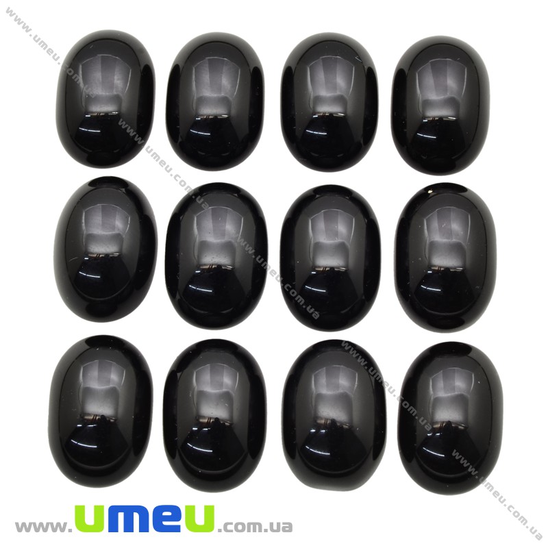 Кабошон нат. камінь Обсідіан чорний, Овал, 18х13 мм (KAB-028847)