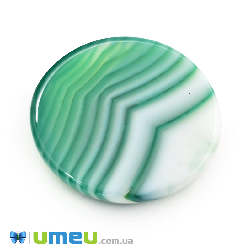 Кабошон нат. камінь Агат зелений, Круглий, 25 мм (KAB-050012)