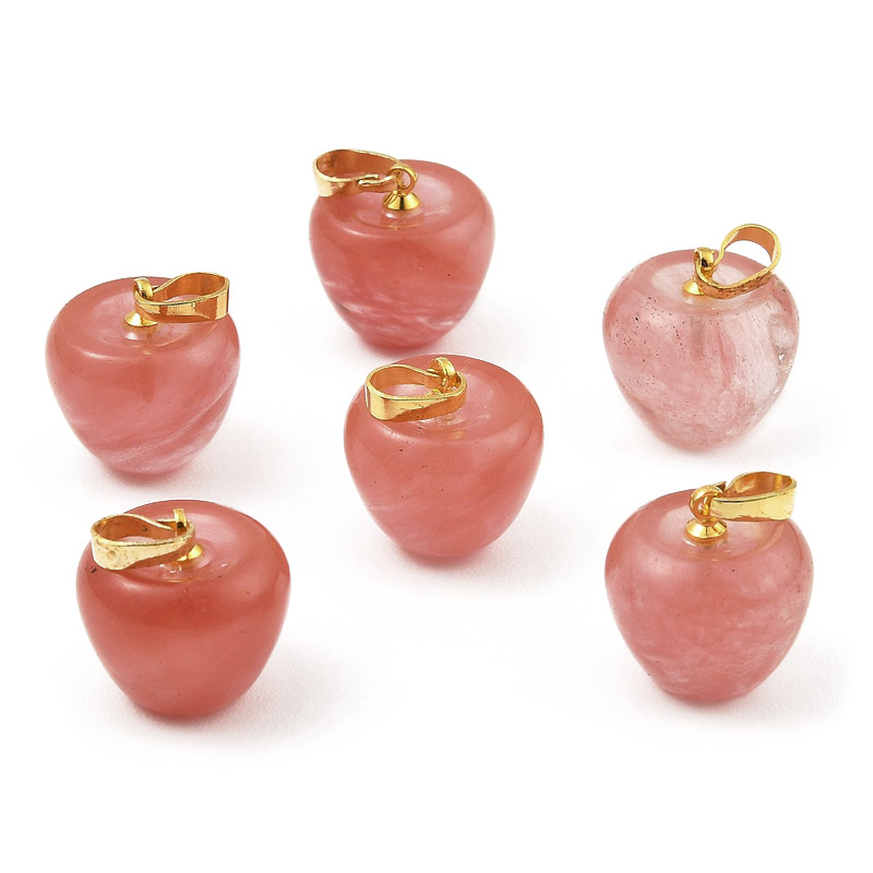 Підвіска Яблуко, Натур. камінь Кварц вишневий, 14,5х14 мм (POD-058582)