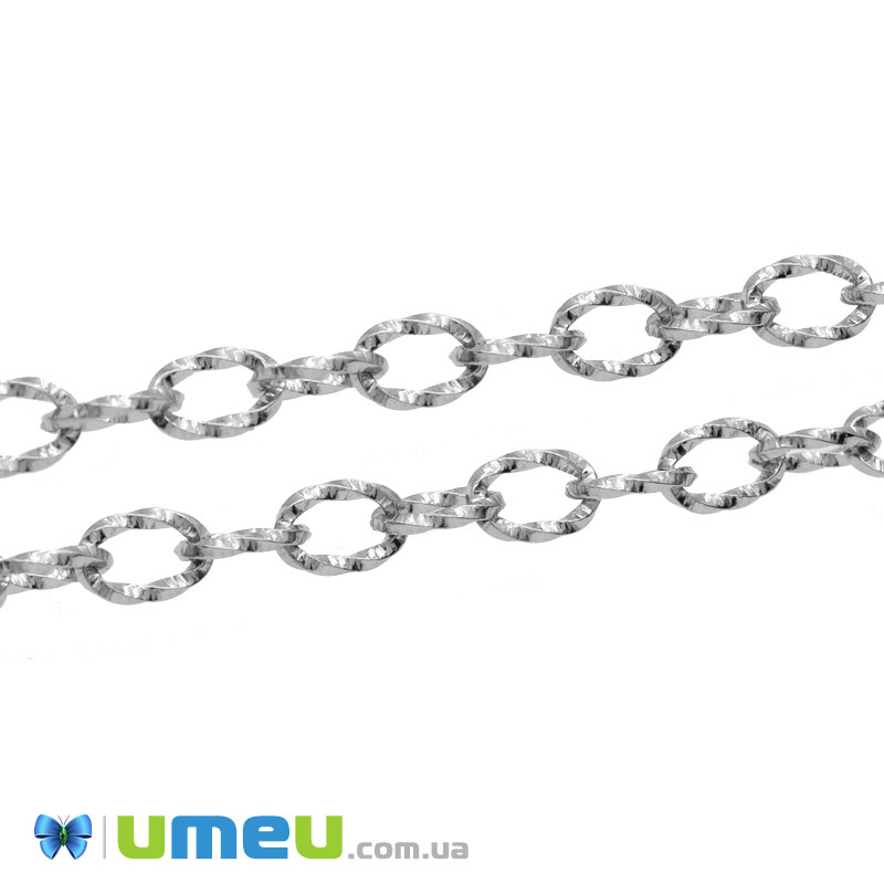 Ланцюг з нержавіючої сталі, Темне срібло, 7,8х5,5 мм (ZEP-046963)