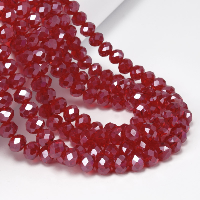 Намистини ронделі, 8х6 мм, Червоні (BUS-057135)
