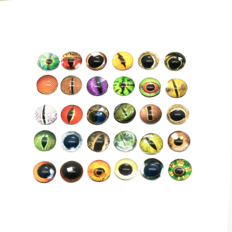 Кабошони скляні з принтом Око, 8 мм, Круглі, Мікс (KAB-051894)