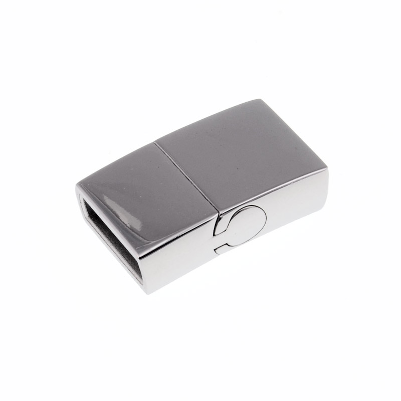 Замок магнітний з нерж. сталі для вклеювання шнура, 20х12 мм, Темне срібло (STL-055637)