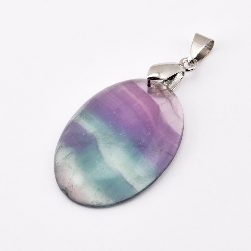 Підвіска Овал, Натур. камінь Флюорит, 30х22 мм (POD-058707)