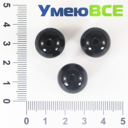 Намистини пластикові Круглі, 16 мм, Чорні (BUS-001785)