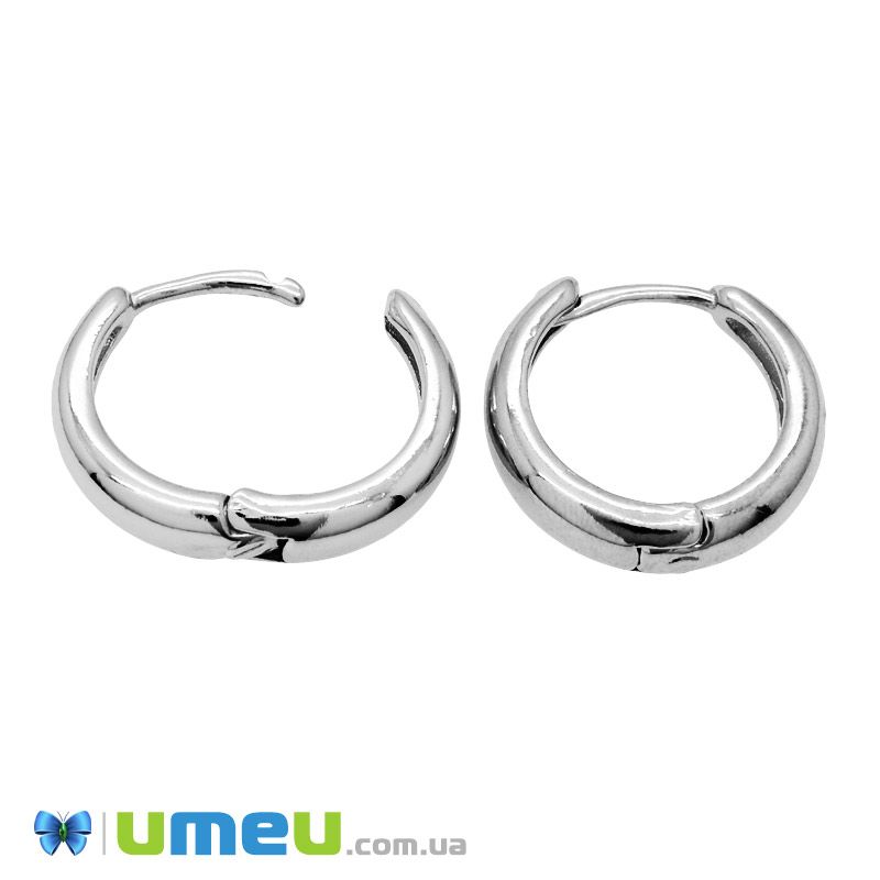 Сережки-кільця Huggie, 16х15х4 мм, Темне срібло (STL-047291)