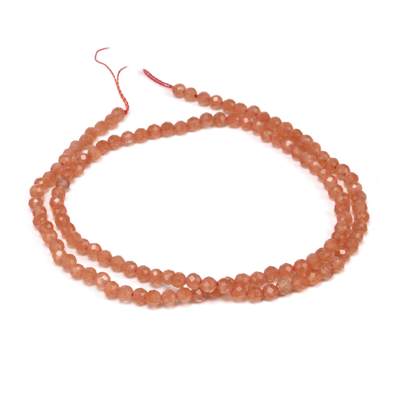 Намистини Котяче око, Синт. камінь, 3 мм, Червоні, Круглі грановані (BUS-054295)