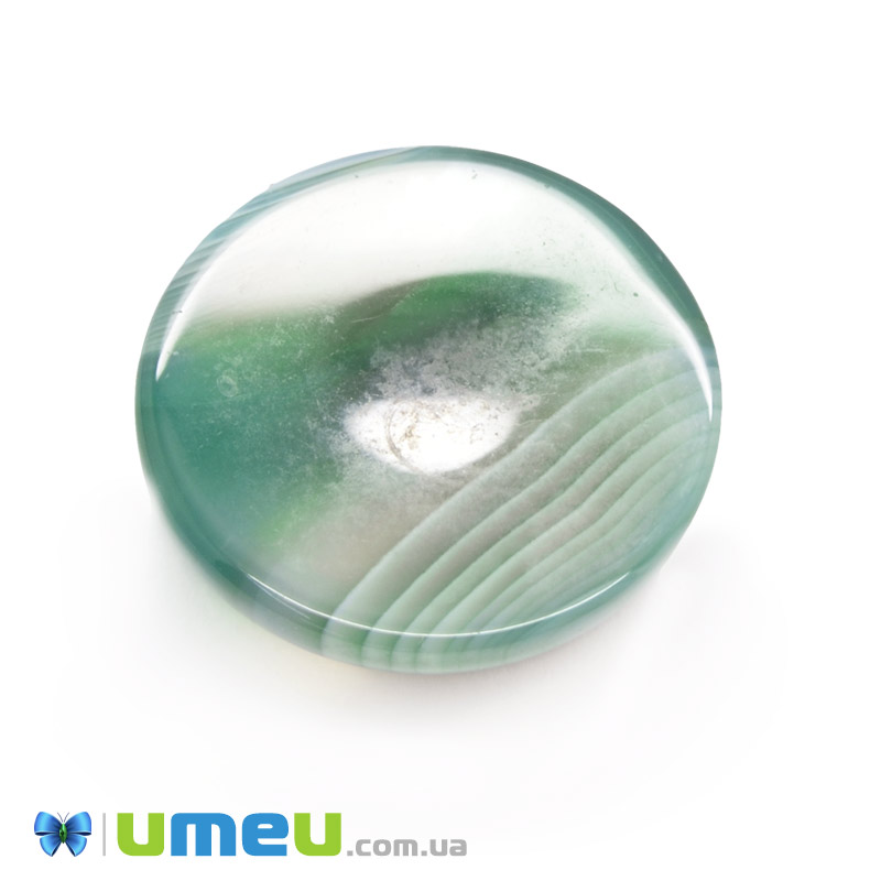 Кабошон нат. камінь Агат зелений, Круглий, 20,4 мм (KAB-049971)