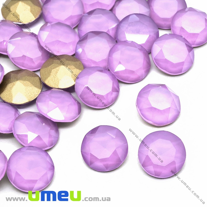 Ріволі скляний, Круглий гранований, Кристал, 10 мм, Бузковий опал (KAB-033938)