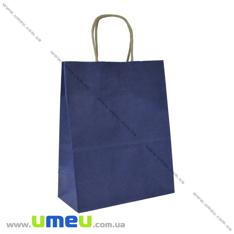 Подарунковий пакет з крафт паперу, 27х21х11 см, Синій (UPK-036293)