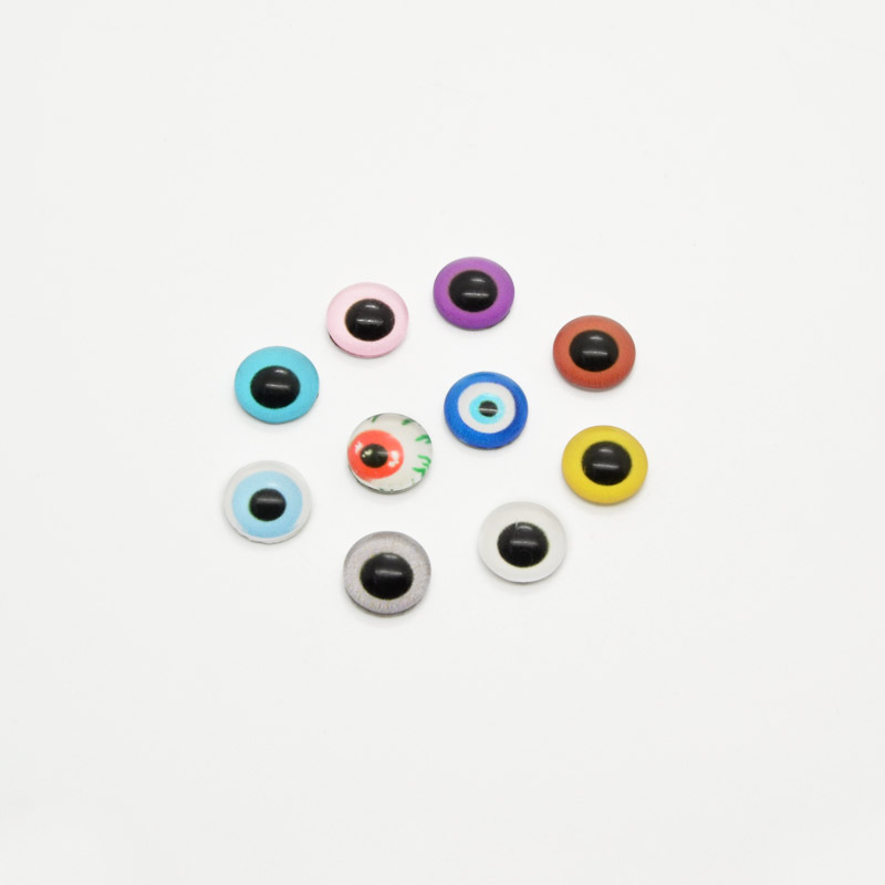 Кабошони скляні з принтом Око, 8 мм, Круглі, Мікс (KAB-051892)