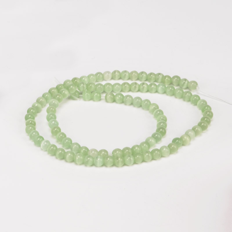 Бусины Кошачий глаз, Синт. камень, 4 мм, Салатовые, Круглые (BUS-054218)