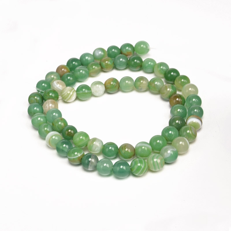 Намистини Агат зелений, Натур. камінь, 6,5 мм, Круглі (BUS-053956)