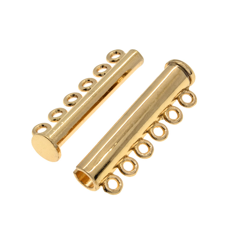 Магнітний замок-слайдер на 6 ниток, Світле золото, 36,5х13х7 мм (ZAM-053076)