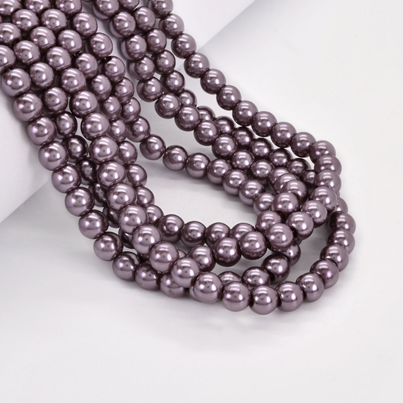 Намистини скляні Перли, 8 мм, Пудрові, Круглі (BUS-052115)