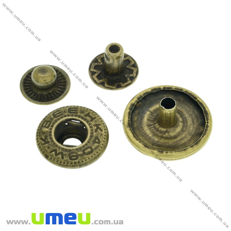 Кнопка альфа (пробивна) металева, Антична бронза, 17 мм (SEW-023997)