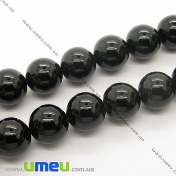 [Архів] Намистина натуральний камінь Агат чорний, 18 мм, Кругла (BUS-023440)