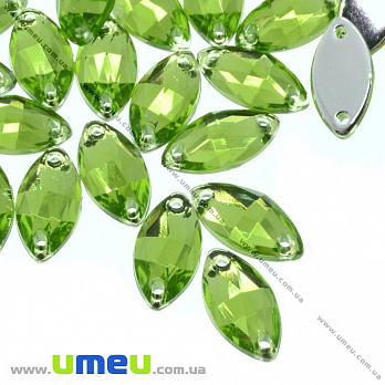 Пришивний кристал пласт. Човник гранований, 12х6 мм, Оливковий (KAB-012133)