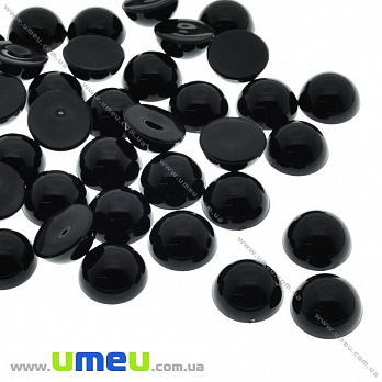 Кабошон пластиковий, Круглий, 12 мм, Чорний (KAB-031929)