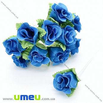 Роза тканевая, 15 мм, Голубая, 1 шт (DIF-033288)