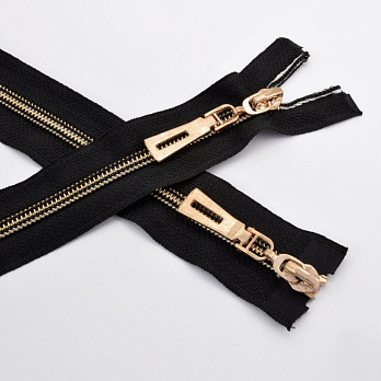 Блискавка спіральна роз'ємна Сільвер (2 бігунки), 120 см, Тип 7, Чорна, Золото (ZIP-060500)