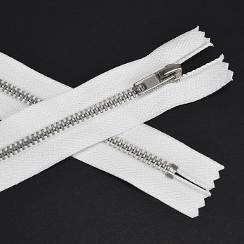 Блискавка брючна металева нероз'ємна, 18 см, Тип 4, Біла, Срібло (ZIP-060429)
