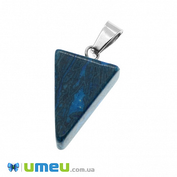 Подвеска Треугольник из натурального камня, Агат синий, 30х15 мм, 1 шт (POD-037512)