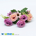 Букет роз с ромашками, 30 см, Персиково-малиновый, 1 шт (DIF-044804)