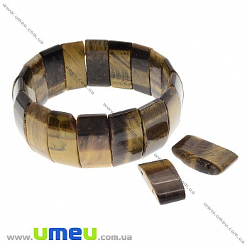 [Архів] Намистина натуральний камінь на два отвори Тигрове око, 24х12х8 мм (BUS-027513)