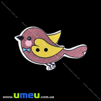 Декоративний пришивний елемент Пташка, 40х24 мм, Коричневий (DIF-033506)