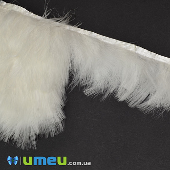 Перья индейки пушистые на ленте, 6-8 см, Белые, 10 см (PER-038956)