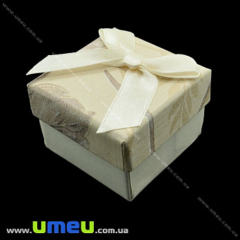 Подарочная коробочка Квадратная с узором под кольцо, 4,5х4,5х3,5 см, Кремовая, 1 шт (UPK-023075)