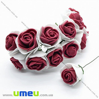 Роза латексная, 25 мм, Бордово-белая, 1 шт (DIF-015474)