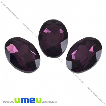 Ріволі скляний, Овал гранований, 25х18 мм, Фіолетовий (KAB-020014)