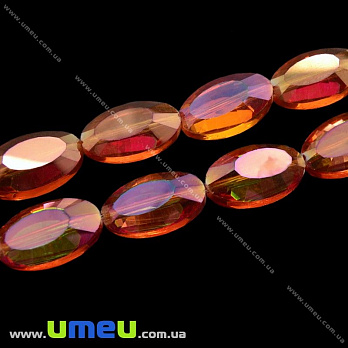 [Архів] Намистина під кришталь Овальна гранована, 18х11х8 мм, Янтарна АВ (BUS-011795)
