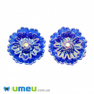 Кабошон із полімерної глини, Квітка синя, 25 мм, 1 шт (KAB-050784)