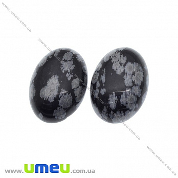Кабошон нат. камінь Сніговий обсидіан, Овал, 25х18 мм (KAB-025929)