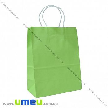 Подарунковий пакет з крафт паперу, 27х21х11 см, Салатовий (UPK-036297)
