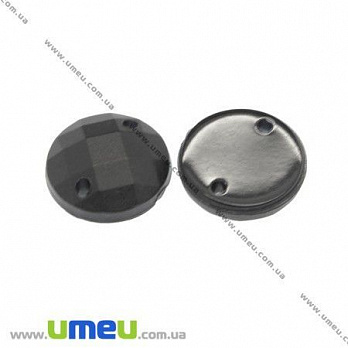 Пришивний кристал пласт. Круглий гранований, 10 мм, Чорний матовий (KAB-007964)