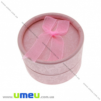 Подарочная коробочка Круглая под кольцо, 5,5х3,5 см, Розовая, 1 шт (UPK-035290)