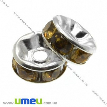 [Архів] Розділювач 8 мм, Срібло, Стрази пластикові жовті (OBN-007570)